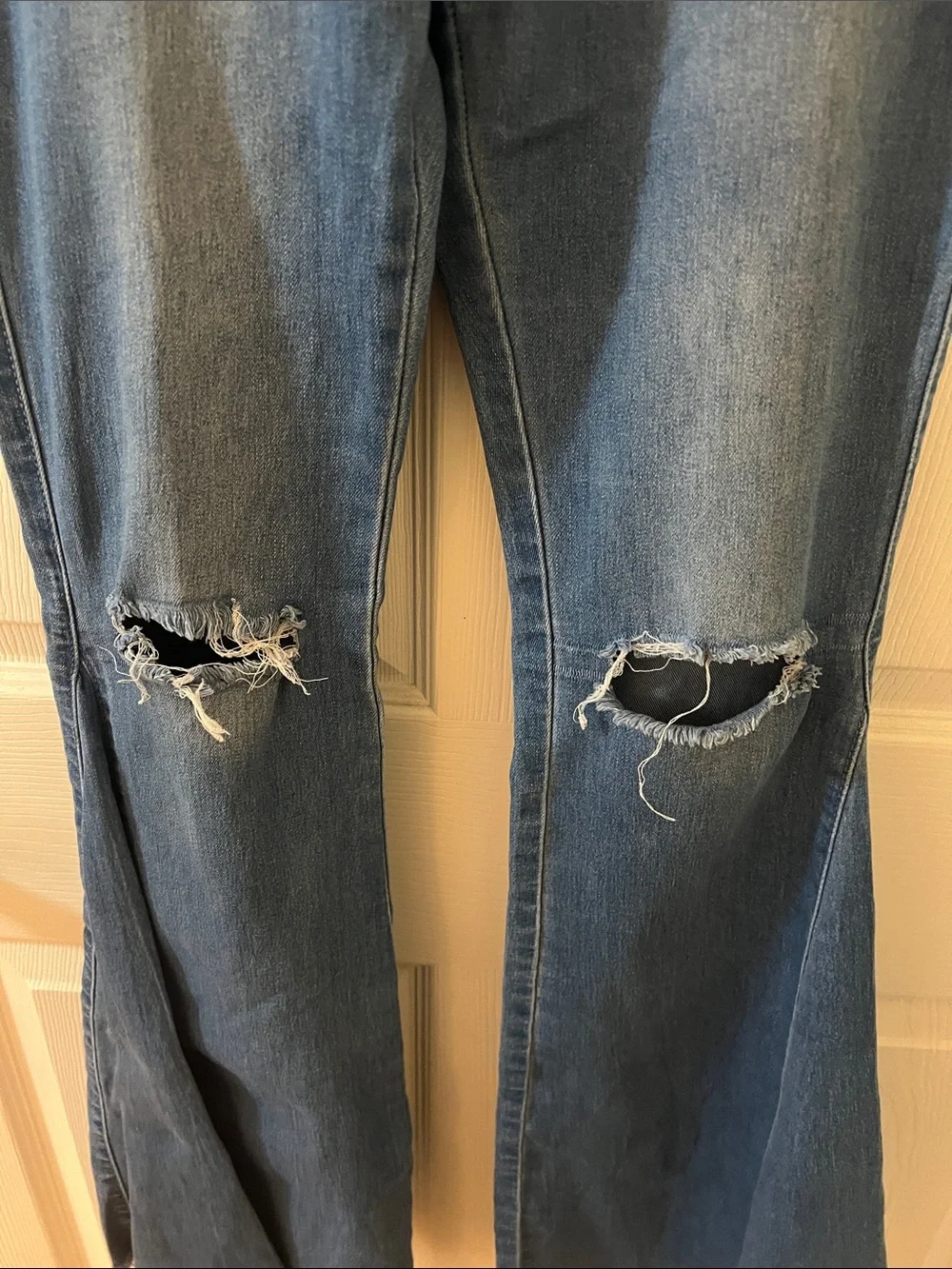 Newbury Kustom Distressed Dark Blue Flare Jeans